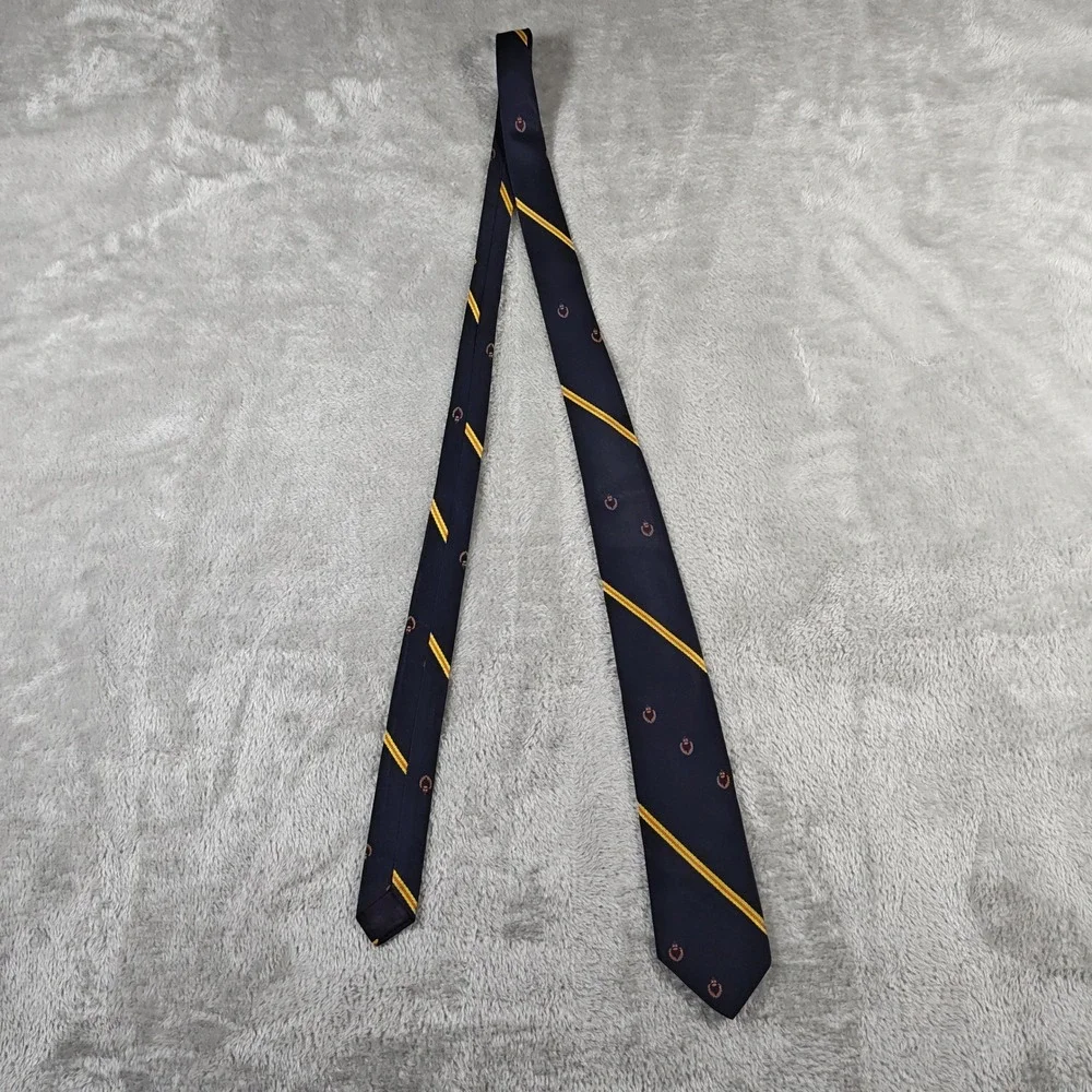 Vintage John Bull Tie Mens Blue Red Striped Crest Silk 70s Preppy Old Money